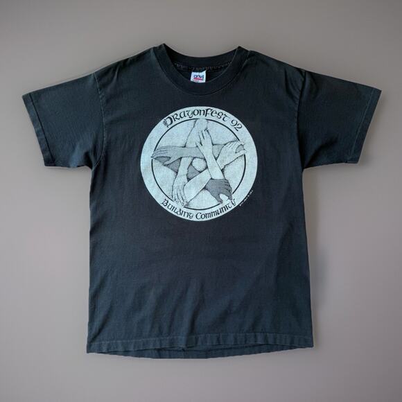 Vintage Dragon Fest Shirt Large Black 90s Dungeons & Dragons Magic Movie 1992 - Picture 1 of 8
